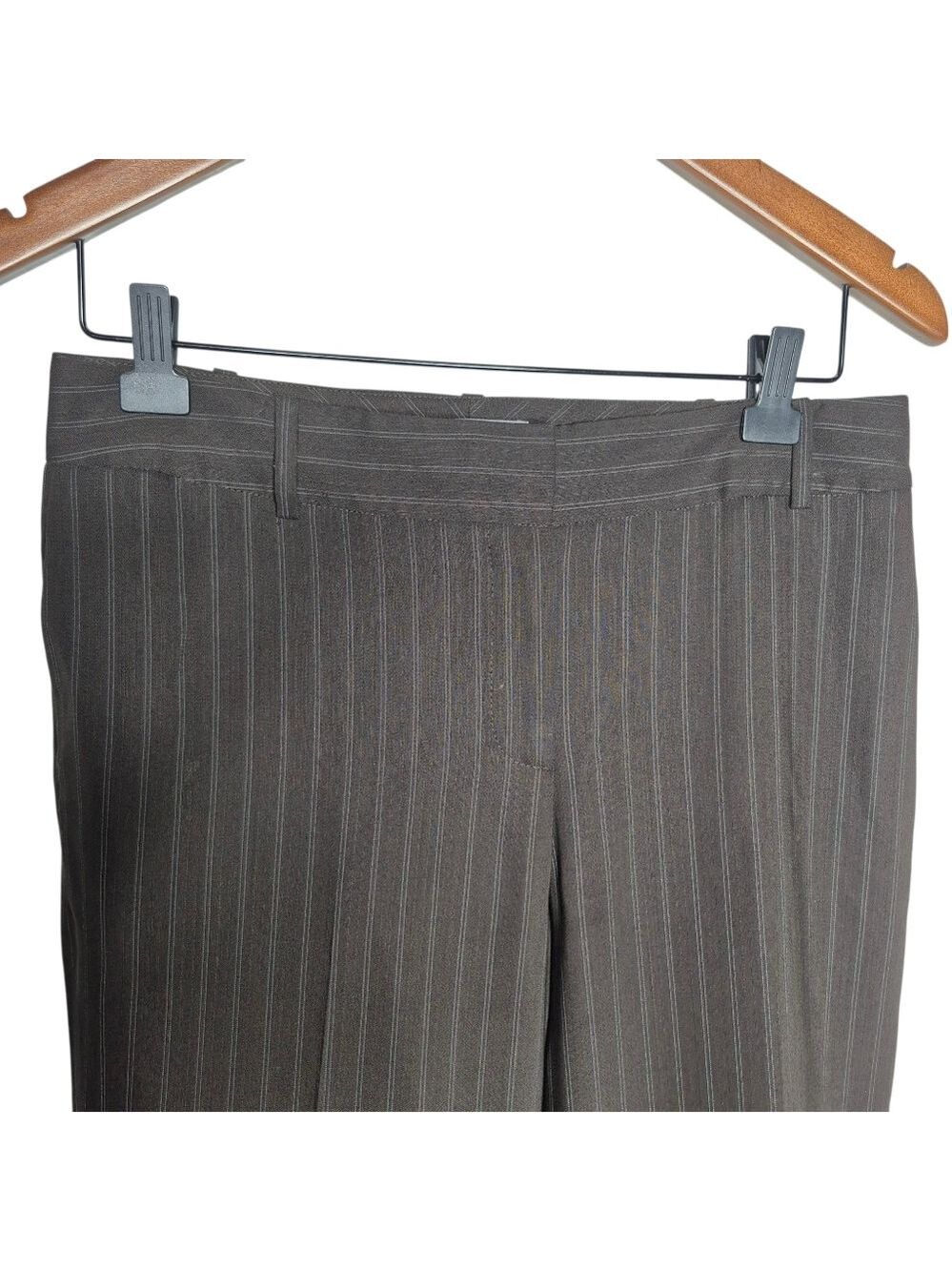 Ann Taylor Brown Pinstripe Wool Blend Dress Pants Size 4 - Picture 3 of 7